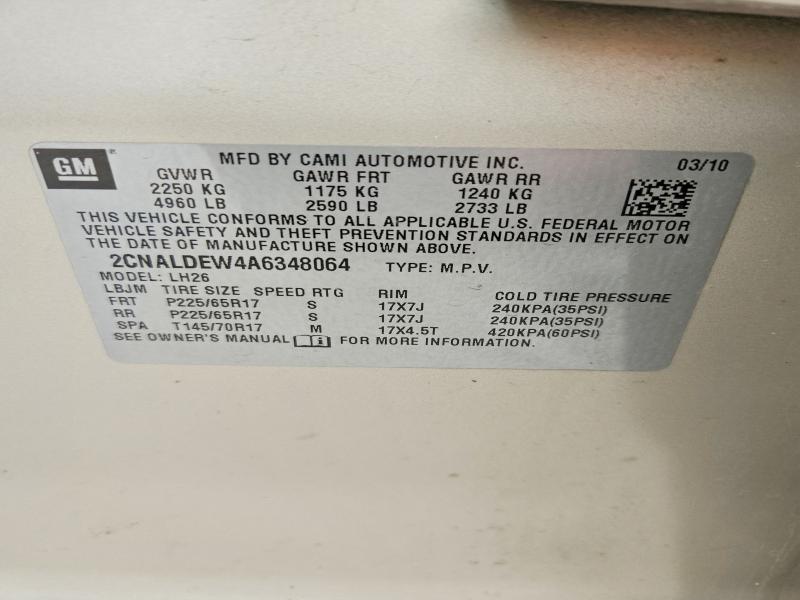 Продажа на аукционе авто 2010 Chevrolet Equinox, vin: 2CNALDEW4A6348064, номер лота: 54888856