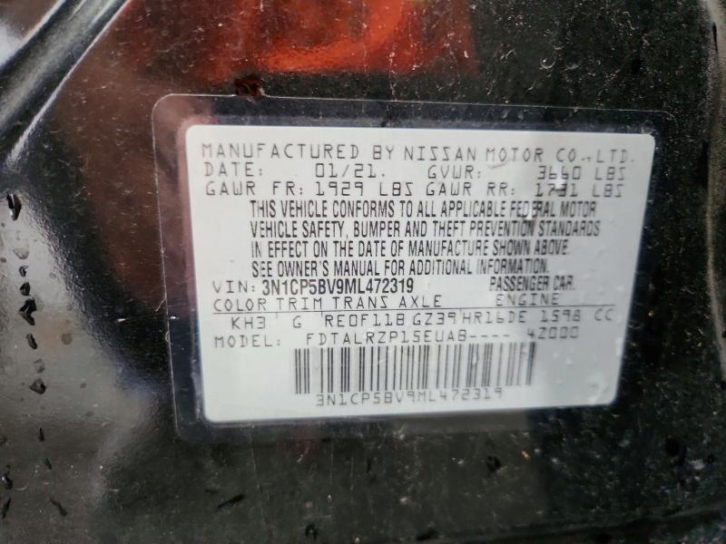 Продажа на аукционе авто 2021 Nissan Kicks, vin: 3N1CP5BV9ML472319, номер лота: 54625186