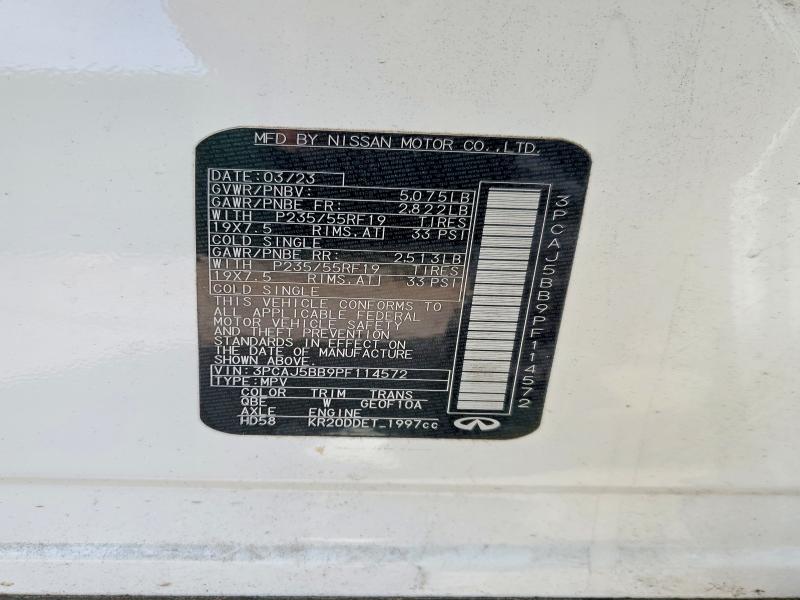 2023 Infiniti Qx50 მანქანა იყიდება აუქციონზე, vin: 3PCAJ5BB9PF114572, აუქციონის ნომერი: 52431636