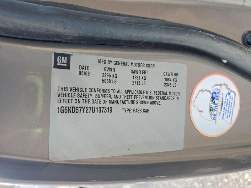55090676 :رقم المزاد ، 1G6KD57Y27U107319 vin ، 2007 Cadillac Dts مزاد بيع
