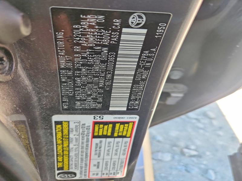 2018 Toyota Camry მანქანა იყიდება აუქციონზე, vin: 4T1BZ1HK3JU003653, აუქციონის ნომერი: 52965886