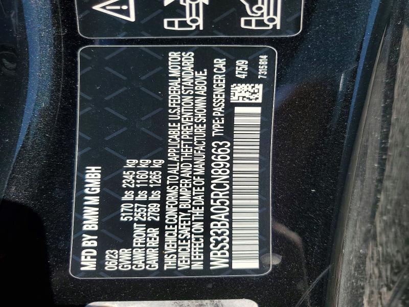 Aukcja sprzedaży 2024 Bmw M4, vin: WBS33BA05RCN89663, numer aukcji: 46783726