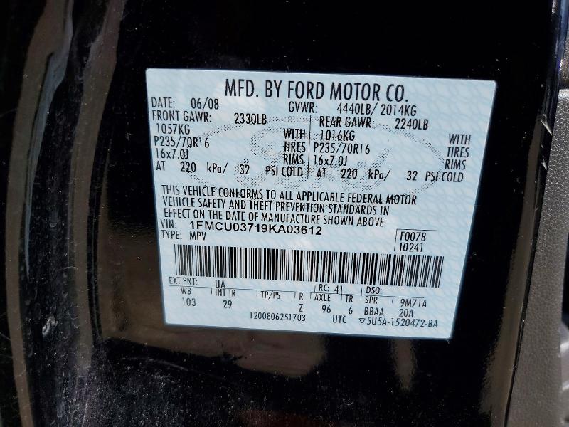 Продаж на аукціоні авто 2009 Ford Escape, vin: 1FMCU03719KA03612, номер лоту: 54327856