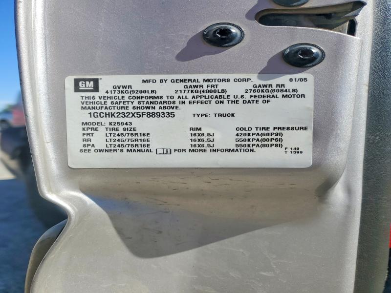 53999266 :رقم المزاد ، 1GCHK232X5F889335 vin ، 2005 Chevrolet Silverado مزاد بيع
