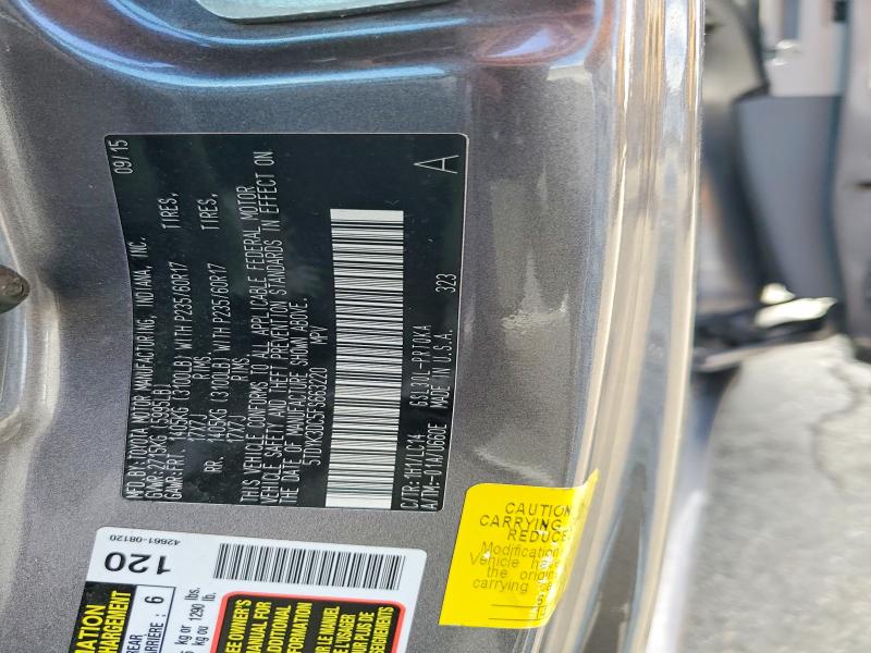 54665996 :رقم المزاد ، 5TDYK3DC5FS663220 vin ، 2015 Toyota Sienna مزاد بيع