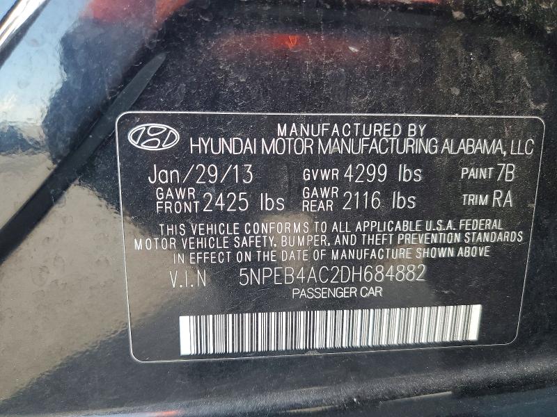 Продаж на аукціоні авто 2013 Hyundai Sonata, vin: 5NPEB4AC2DH684882, номер лоту: 54406646