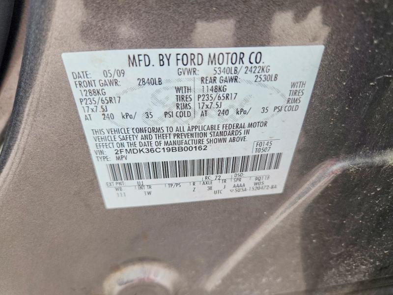 2009 Ford Edge მანქანა იყიდება აუქციონზე, vin: 2FMDK36C19BB00162, აუქციონის ნომერი: 53586866