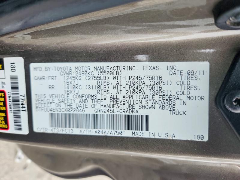 Продаж на аукціоні авто 2012 Toyota Tacoma, vin: 5TFUU4EN3CX022846, номер лоту: 53354406