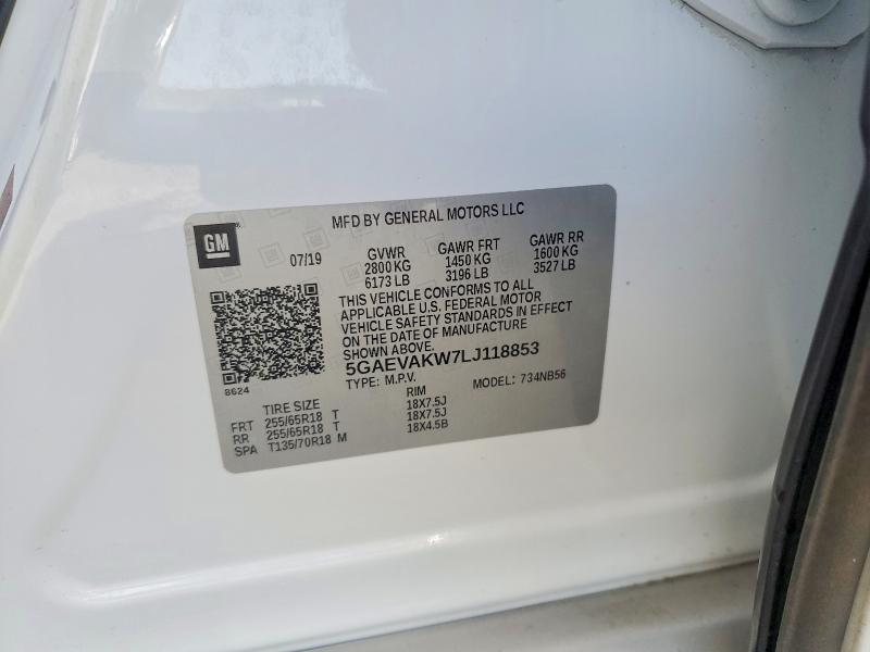 2020 Buick Enclave მანქანა იყიდება აუქციონზე, vin: 5GAEVAKW7LJ118853, აუქციონის ნომერი: 55192626