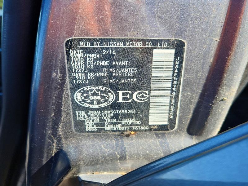 54762546 :رقم المزاد ، JN8AF5MV5GT658254 vin ، 2016 Nissan Juke مزاد بيع