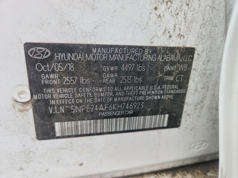Продажа на аукционе авто 2019 Hyundai Sonata, vin: 5NPE24AF6KH746923, номер лота: 54464686