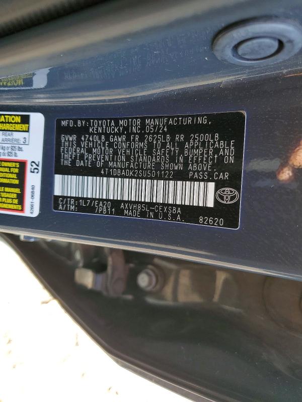 Продаж на аукціоні авто 2025 Toyota Camry, vin: 4T1DBADK2SU501122, номер лоту: 52022366