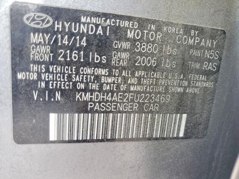 Aukcja sprzedaży 2015 Hyundai Elantra, vin: KMHDH4AE2FU223469, numer aukcji: 53907386