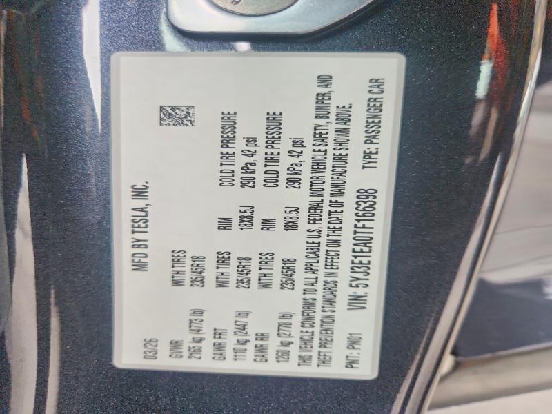 54393896 :رقم المزاد ، 5YJ3E1EA0TF166398 vin ، 2026 Tesla Model 3 مزاد بيع
