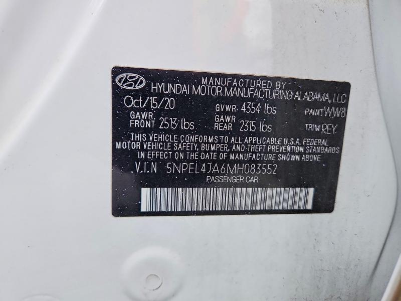 Продаж на аукціоні авто 2021 Hyundai Sonata, vin: 5NPEL4JA6MH083552, номер лоту: 53190996