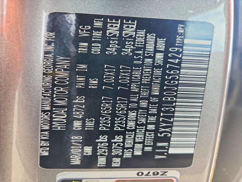 55625916 :رقم المزاد ، 5XYZT3LB0JG567429 vin ، 2018 Hyundai Santa Fe Sport مزاد بيع