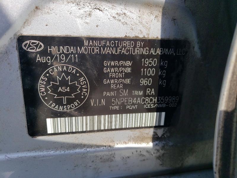 Продажа на аукционе авто 2012 Hyundai Sonata, vin: 5NPEB4AC8CH359989, номер лота: 53352106
