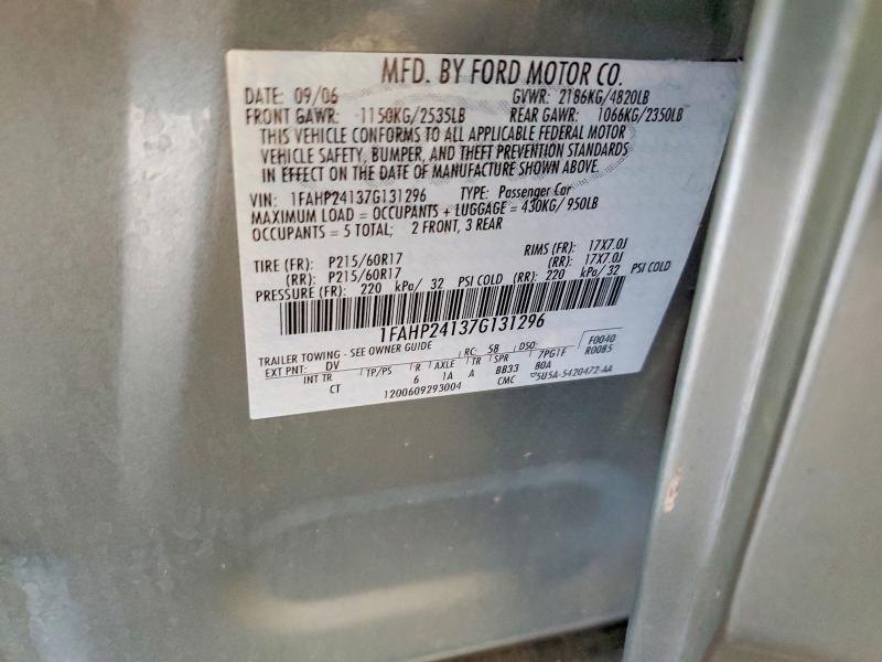 Продаж на аукціоні авто 2007 Ford Five Hundred, vin: 1FAHP24137G131296, номер лоту: 55026486