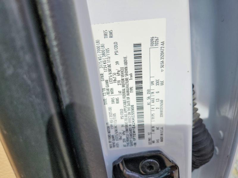 52937036 :رقم المزاد ، 1FTEW1E42KKC55908 vin ، 2019 Ford F150 مزاد بيع