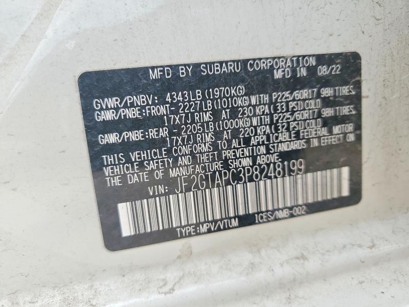Aukcja sprzedaży 2023 Subaru Crosstrek, vin: JF2GTAPC3P8248199, numer aukcji: 52261736