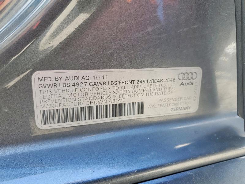 2012 Audi A4 მანქანა იყიდება აუქციონზე, vin: WAUFFAFL0CN011701, აუქციონის ნომერი: 52445686