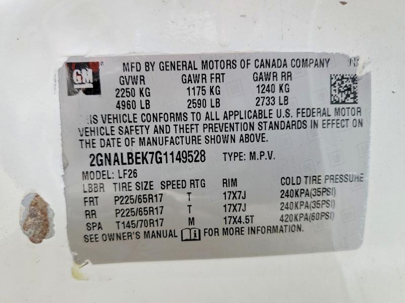 Продажа на аукционе авто 2016 Chevrolet Equinox, vin: 2GNALBEK7G1149528, номер лота: 54647486