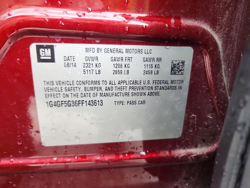 Aukcja sprzedaży 2015 Buick Lacrosse, vin: 1G4GF5G36FF143613, numer aukcji: 54711636