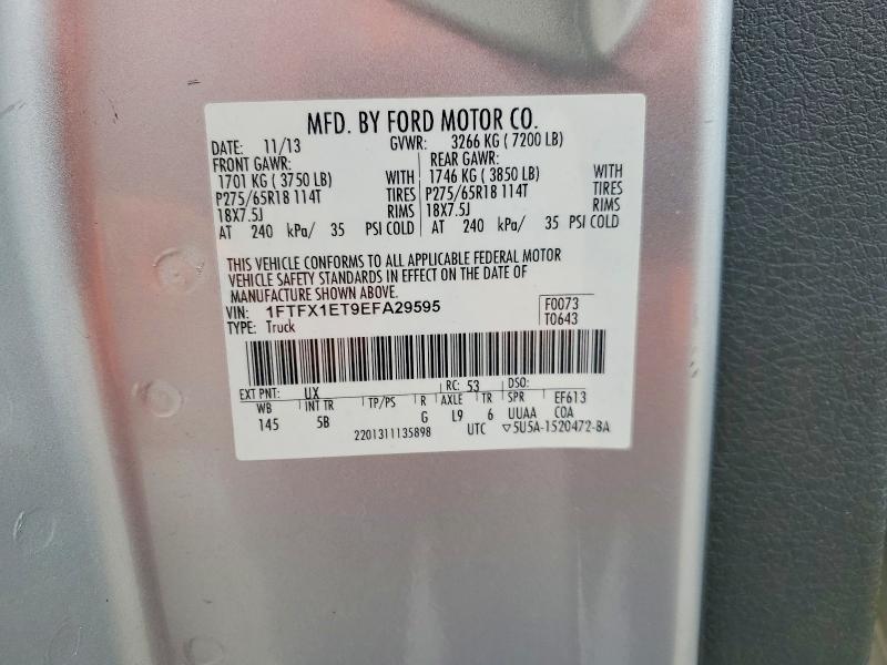 52538956 :رقم المزاد ، 1FTFX1ET9EFA29595 vin ، 2014 Ford F150 مزاد بيع