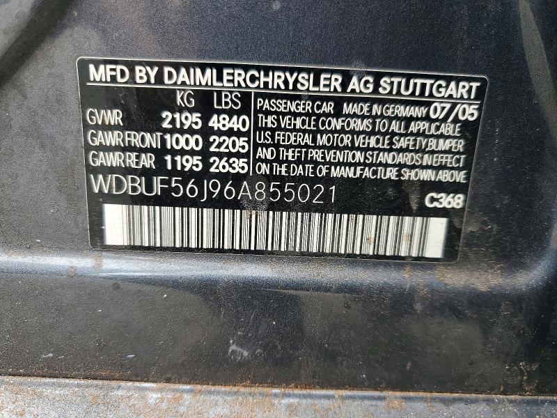 55352626 :رقم المزاد ، WDBUF56J96A855021 vin ، 2006 Mercedes-benz E مزاد بيع
