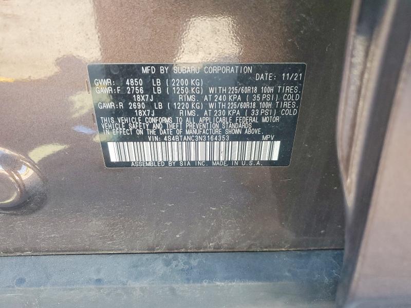 Aukcja sprzedaży 2022 Subaru Outback, vin: 4S4BTANC3N3164353, numer aukcji: 53438516