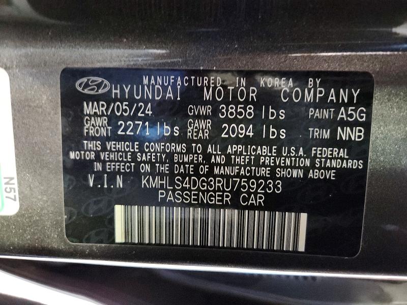 53270856 :رقم المزاد ، KMHLS4DG3RU759233 vin ، 2024 Hyundai Elantra مزاد بيع