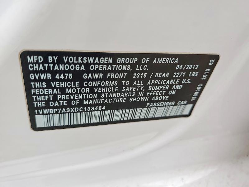 Продаж на аукціоні авто 2013 Volkswagen Passat, vin: 1VWBP7A3XDC133484, номер лоту: 53249396