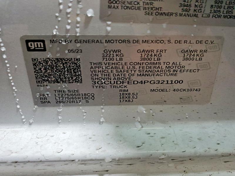 Aukcja sprzedaży 2023 Chevrolet Silverado, vin: 3GCUDFED4PG321100, numer aukcji: 52681246