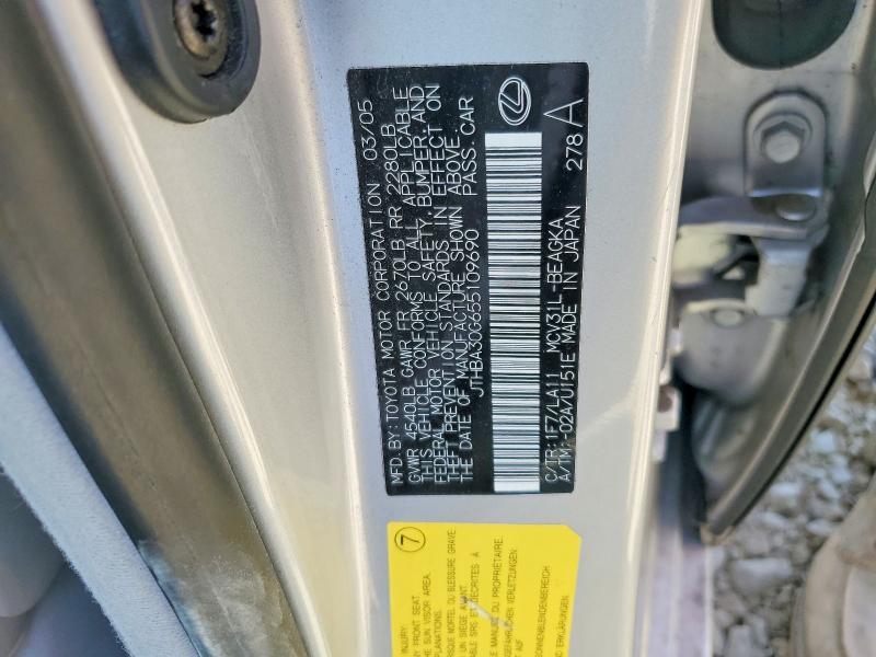 Продаж на аукціоні авто 2005 Lexus Es, vin: JTHBA30G655109690, номер лоту: 51839656