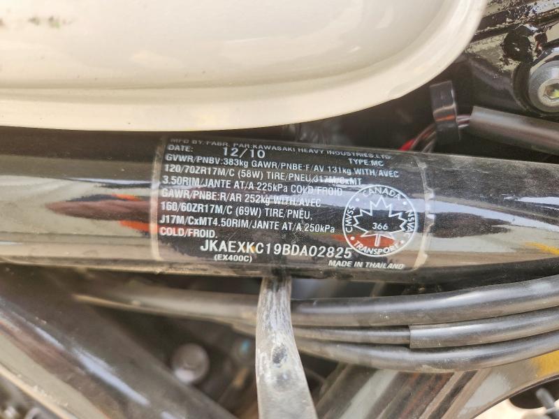 2011 Kawasaki Ex400 მანქანა იყიდება აუქციონზე, vin: JKAEXKC19BDA02825, აუქციონის ნომერი: 54485326
