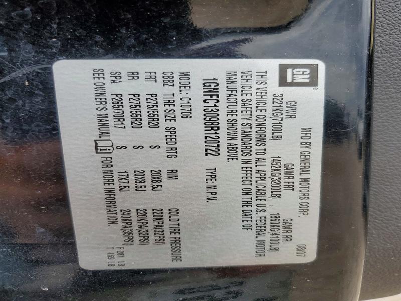 2008 Chevrolet Tahoe მანქანა იყიდება აუქციონზე, vin: 1GNFC13098R120722, აუქციონის ნომერი: 51672686