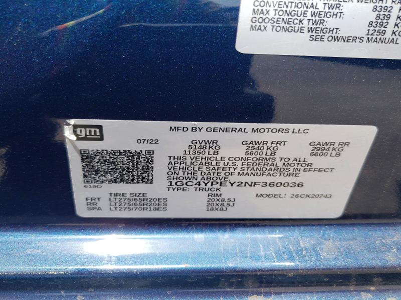 Продажа на аукционе авто 2022 Chevrolet Silverado, vin: 1GC4YPEY2NF360036, номер лота: 54691536