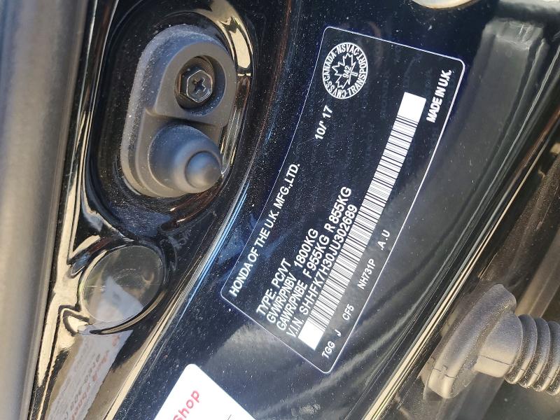 54444516 :رقم المزاد ، SHHFK7H30JU302689 vin ، 2018 Honda Civic مزاد بيع