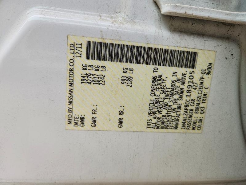 Aukcja sprzedaży 2012 Nissan Altima, vin: 1N4AL2AP8CC189105, numer aukcji: 54623166