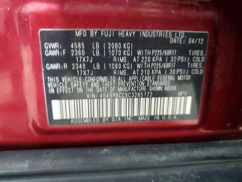Aukcja sprzedaży 2012 Subaru Outback, vin: 4S4BRBCC6C3285172, numer aukcji: 53797586