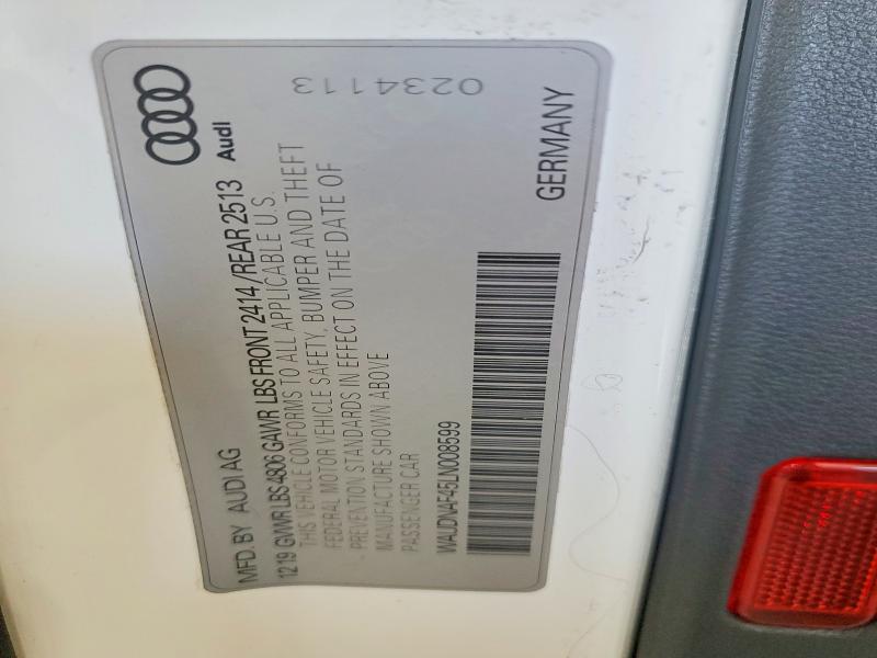 54288596 :رقم المزاد ، WAUDNAF45LN008599 vin ، 2020 Audi A4 مزاد بيع