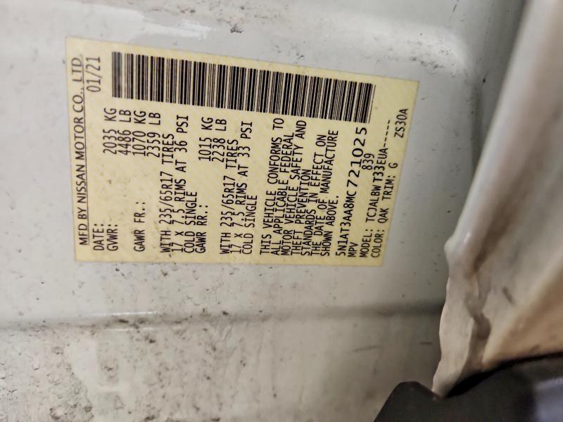 Продажа на аукционе авто 2021 Nissan Rogue, vin: 5N1AT3AA8MC721025, номер лота: 53719396