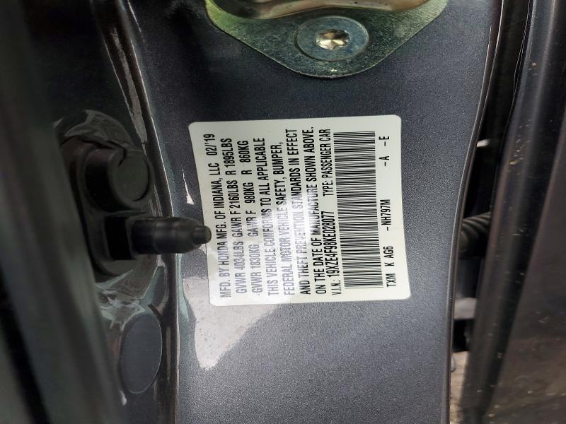 51137296 :رقم المزاد ، 19XZE4F98KE028077 vin ، 2019 Honda Insight مزاد بيع
