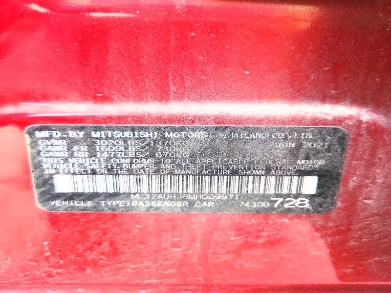 Aukcja sprzedaży 2021 Mitsubishi Mirage, vin: ML32AUHJ8MH009971, numer aukcji: 53877426