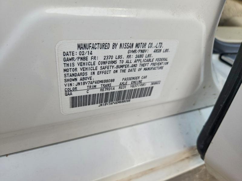 52440016 :رقم المزاد ، JN1BV7AP4EM688098 vin ، 2014 Infiniti Q50 مزاد بيع