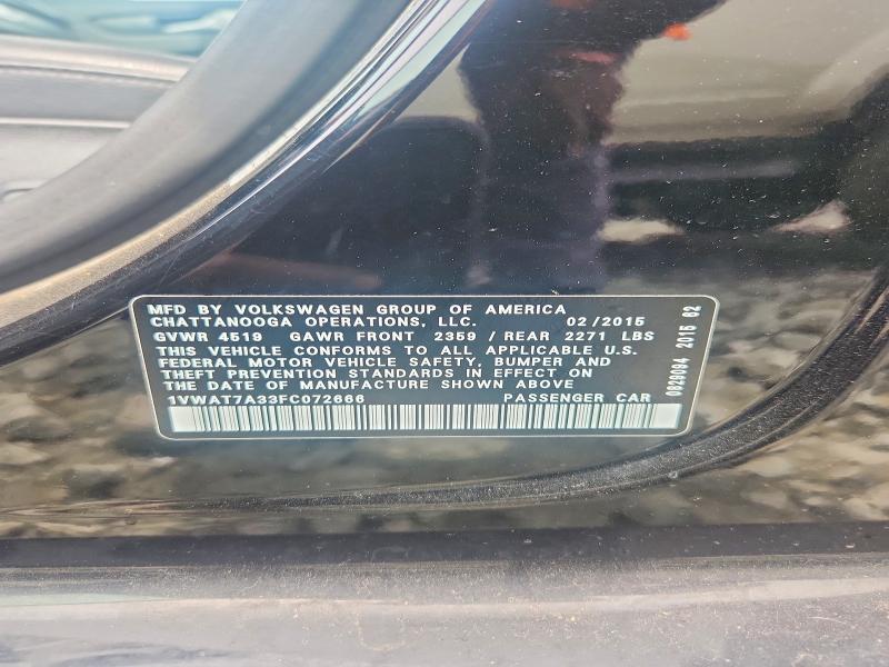 Продажа на аукционе авто 2015 Volkswagen Passat, vin: 1VWAT7A33FC072666, номер лота: 55183196