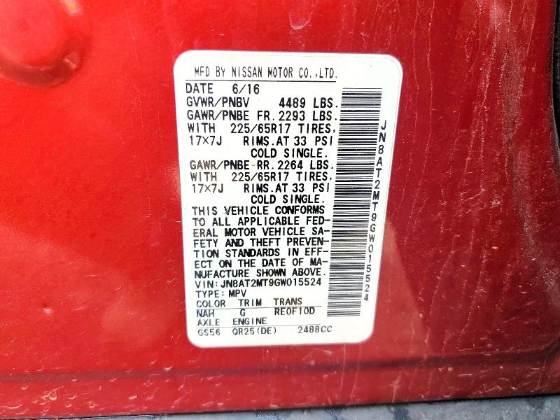 Продажа на аукционе авто 2016 Nissan Rogue, vin: JN8AT2MT9GW015524, номер лота: 53782806
