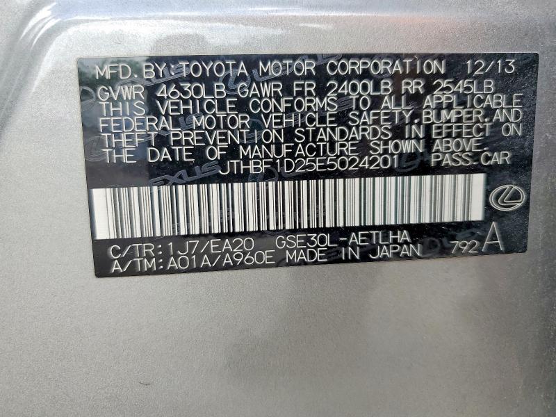 Продаж на аукціоні авто 2014 Lexus Is, vin: JTHBF1D25E5024201, номер лоту: 53903036