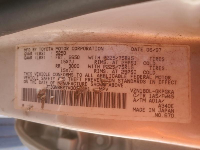 53612226 :رقم المزاد ، JT3GN86R7V0050491 vin ، 1997 Toyota 4runner مزاد بيع