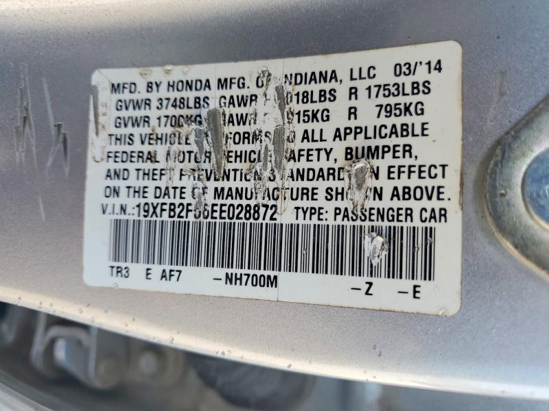 Aukcja sprzedaży 2014 Honda Civic, vin: 19XFB2F56EE028872, numer aukcji: 54116106